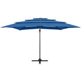  Suncobran s 4 razine i aluminijskom šipkom azurni 250 x 250 cm | shoptok.hr