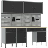 vidaXL Komplet delovne mize, 10 delov, črno jeklo | Shoptok.si