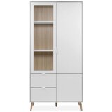 MID.YOU VITRINA, bela, barve hrasta | Shoptok.si