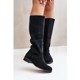 Zazoo Suede Women's Knee-High Boots with Zipper Lewski 3616 Black | Shoptok.si