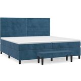 The Living Store Box spring postelja z vzmetnico temno modra 200x200 cm žamet - Box Spring Postelja, (21491332) | Shoptok.si