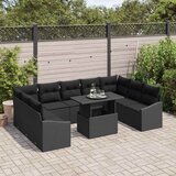  Sjedeća garnitura za vrt s jastukom s pohranom 10 pcs Crna | shoptok.hr