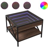 Maison Chic Klubska mizica - kavna mizica - Nizka mizica z neskončnimi LED rjavi hrast 50x50x38 cm, (21751940) Cene