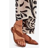 Boto Ladies sandals made of natural leather on a flat heel Zazoo | ePonuda.com