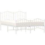 Metalni okvir kreveta uzglavlje i podnožje bijeli 140 x 190 cm | shoptok.hr