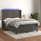  Box spring postelja z vzmetnico LED temno siva 140x190 cm žamet, (20724933) | Shoptok.si