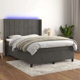  Krevet box spring s madracem LED tamnosivi 140x190 cm baršun Cijene