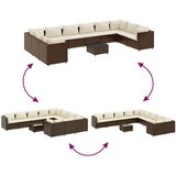  11-dijelni set vrtnih sofa od poliratana s jastucima smeđi | shoptok.hr