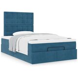 vidaXL Otomanski posteljni okvir z vzmetnicami moder 120x190cm žamet | Shoptok.si