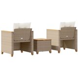  3-dijelni bistro set s jastucima poliratan i drvo bagrema bež | shoptok.hr