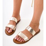 Gemre Złote Klapki Damskie Fariza z Paskami - Stylowe i Eleganckie Obuwie na Lato | shoptok.hr