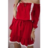 Kesi Shoulder and lace red dress | shoptok.hr