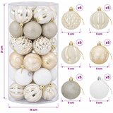  Set božićnih kuglica 30 kom. Zlatna i bijela Ø 6 cm Plastika | shoptok.hr