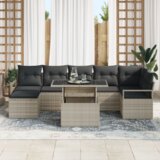  8-dijelni vrtni set sofa s jastučićima u svjetlosivoj boji od poly ratana | shoptok.hr
