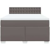 vidaXL Box spring postelja z vzmetnico siva 140x190 cm umetno usnje | Shoptok.si