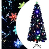  Božićno drvce s LED pahuljama crno 180 cm optička vlakna | shoptok.hr