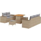  8-delni vrtni sofa set z blazinami bež poli ratan akacija | Shoptok.si