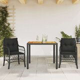  Bistro garnitura 3-delna z blazinami črn poli ratan Cene