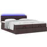 vidaXL Otomanski posteljni okvir z vzmetnicami rjav 200x200 cm blago | Shoptok.si