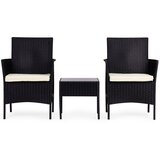 Multi Garden vrtni set namještaja – 2 fotelje i stol s kaljenim staklom, crni | shoptok.hr