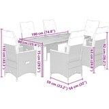  7-dijelni vrtni bistro set od poliratana s jastucima sivi Siva 190 x 90 x 75 cm | shoptok.hr