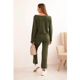 Kesi Włoski Women's sweater set with wide leg and long sleeves khaki | shoptok.hr