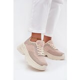 Boto Women's Sneakers With Rhinestones And Sheepskin Light Beige Zarika Cene