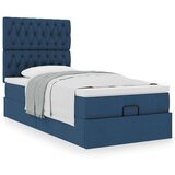 vidaXL Otomanski posteljni okvir z vzmetnico moder 90x200 cm blago | Shoptok.si