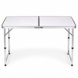  Zložna miza za kampiranje s nastavljivo višino - 120 x 60 x 55-70 cm - bela | Shoptok.si