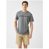 Koton Men's Gray Crew Neck Short Sleeve Cotton T-Shirt | Shoptok.si
