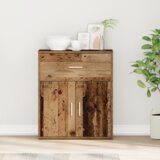 vidaXL Strani šal s predalom s polico Stari les 60 x 31 x 70 cm Konstruiran les | Shoptok.si