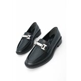Marjin Women's Gemstone Buckle Loafers Casual Shoes Hosre Black Cene