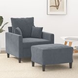  The Living Store Fotelj s stolčkom za noge temno siv 60 cm žamet - Kavč S Stolčkom Za Noge, (21485161) Cene
