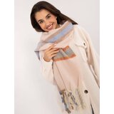 Fashion Hunters Light pink scarf with braided fringes