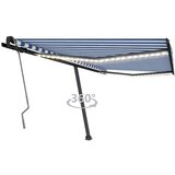  Tenda na ručno uvlačenje s LED svjetlom 400x350 cm plavo-bijela Cijene