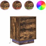 Maison Chic Nočna omarica - Nočna miza z LED svetili Smoked Oak 38x34x50 cm, (21686798) Cene