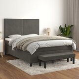 The Living Store Box spring posteljni z vzmetnico temno siv 140x190 cm žamet - Box Spring Postelja, (21488573) Cene
