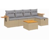  6-dijelni set vrtnih sofa s jastucima bež od poliratana 61.5 x 62 x 69 cm | Shoptok.si