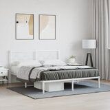 Maison Chic Kovinski Posteljni okvir - Dvoposteljna postelja - Zakonska postelja z vzglavjem bel 150x200 cm, (21692961) | Shoptok.si