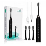  X3 punjiva sonična četkica za zube + 4 vrha crna | shoptok.hr