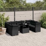  10-dijelni set vrtnih sofa s jastucima crni od poliratana Crna 100 x 55 x 73 cm | Shoptok.si
