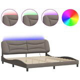 Maison Chic Posteljni Okvir - Dvoposteljna postelja - Dvoposteljna postelja z LED lučkami taupe 200x200 cm blago, (22082621) | Shoptok.si