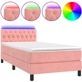 vidaXL Box spring postelja z vzmetnico LED roza 90x200 cm žamet, (20899509) Cene