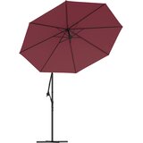  Konzolni vrtni suncobran LED s čeličnim stupom crvena boja vina | shoptok.hr