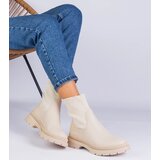 Gemre Beige ankle boots with fabric upper Kalvaria | Shoptok.si