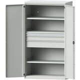 eurokraft pro Jeklena omara za težka bremena, 3 police, predali višine 1 x 60 mm, 1 x 120 mm, 1 x 180 mm, svetlo siva/svetlo siva | Shoptok.si