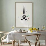  Slika - Black Graphic Drawing of the Eiffel Tower on a Cream Background 60x90 U prirodnom drvenom okviru | shoptok.hr