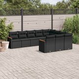  10-dijelni set vrtnih sofa s jastucima crni od poliratana | shoptok.hr