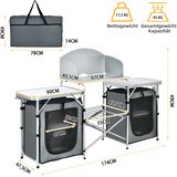  Sklopiva kuhinja za kampiranje s torbom za nošenje, aluminijska putna kuhinja, ormar za kampiranje, ormar za šator, siva | shoptok.hr