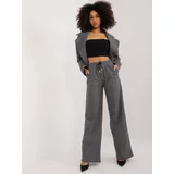 Fashion Hunters Black and grey melange trousers with straight legs